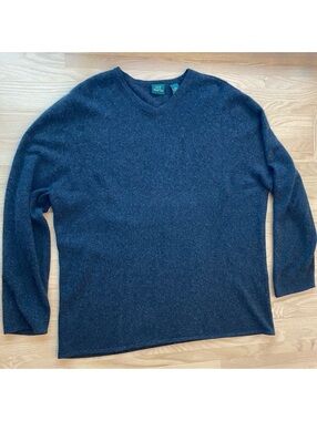 Vintage Marshall Fields Men's Charcoal Gray Cashmere V-neck preppy sweater 2XL